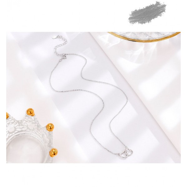925 Sterling Silver Double Heart Necklace
