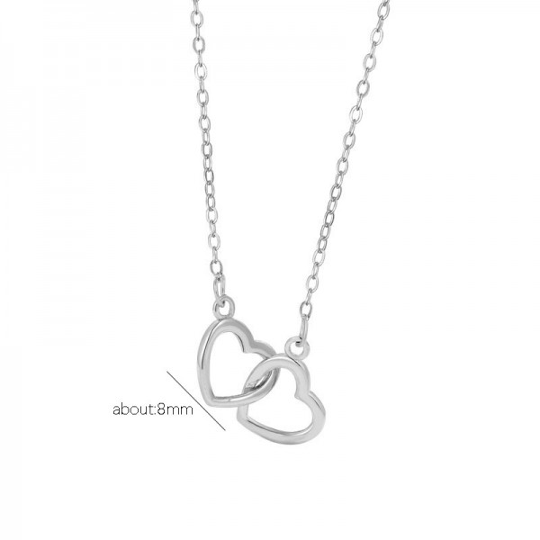 925 Sterling Silver Double Heart Necklace