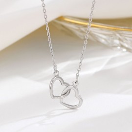 925 Sterling Silver Double Heart Necklace