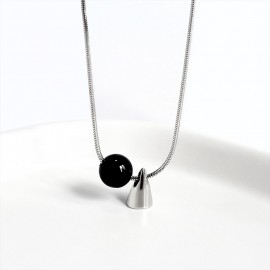 925 Sterling Silver Black Agate Triangular Pillar ...