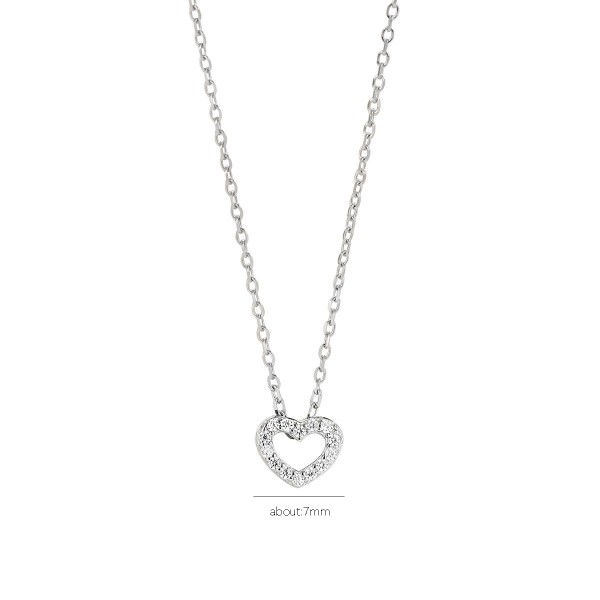 925 Sterling Silver Zircon Love Pendant Necklace 
