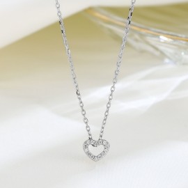 925 Sterling Silver Zircon Love Pendant Necklace 