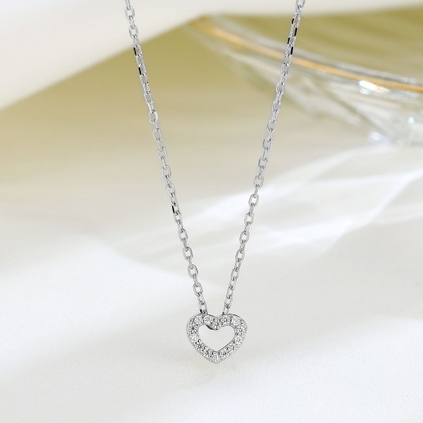 925 Sterling Silver Zircon Love Pendant Necklace 