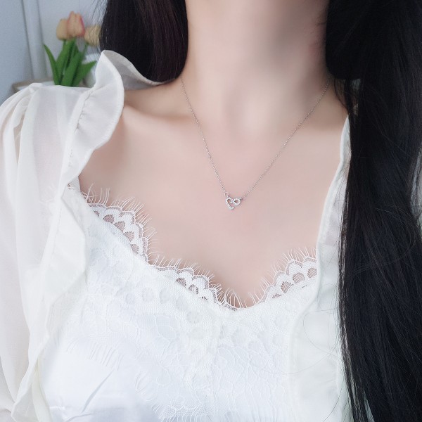 925 Sterling Silver Geometric Heart Necklace 