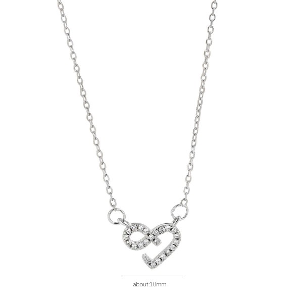 925 Sterling Silver Geometric Heart Necklace 