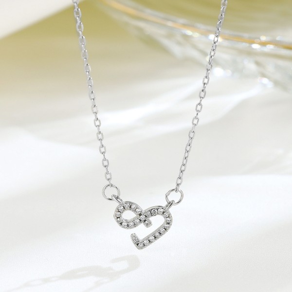 925 Sterling Silver Geometric Heart Necklace 