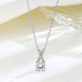 925 Sterling Silver Single Zirconium Necklace