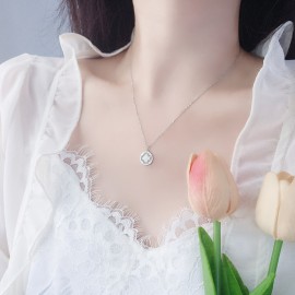 925 Sterling Silver Necklace Circular Retro Pendan...