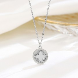 925 Sterling Silver Necklace Circular Retro Pendan...