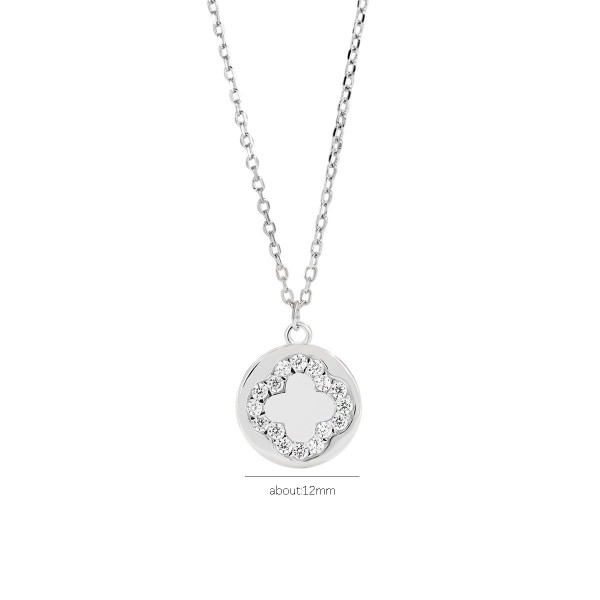 925 Sterling Silver Necklace Circular Retro Pendant