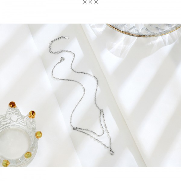 925 Sterling Silver Necklace Single Zircon