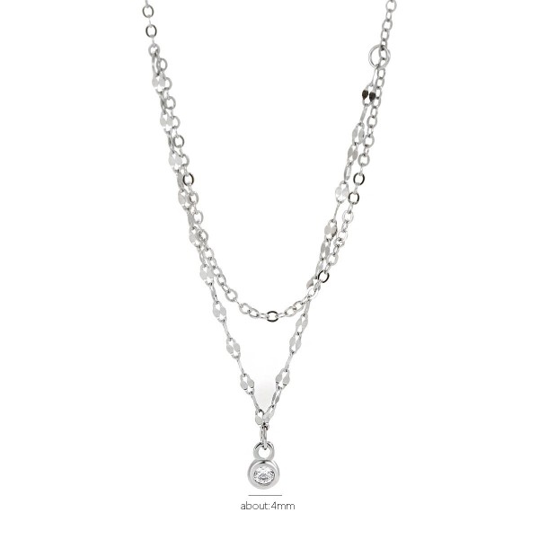 925 Sterling Silver Necklace Single Zircon