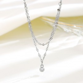 925 Sterling Silver Necklace Single Zircon