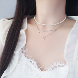 925 Sterling Silver Necklace Single Zircon
