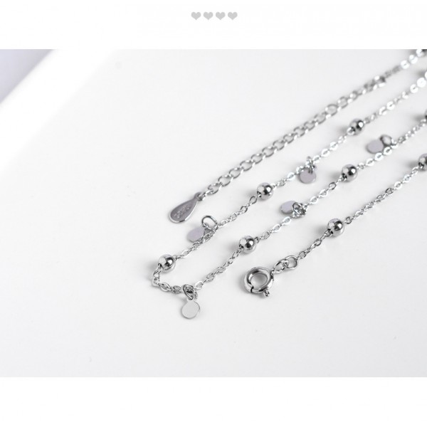 925 Sterling Silver Fashion Sequin Necklace