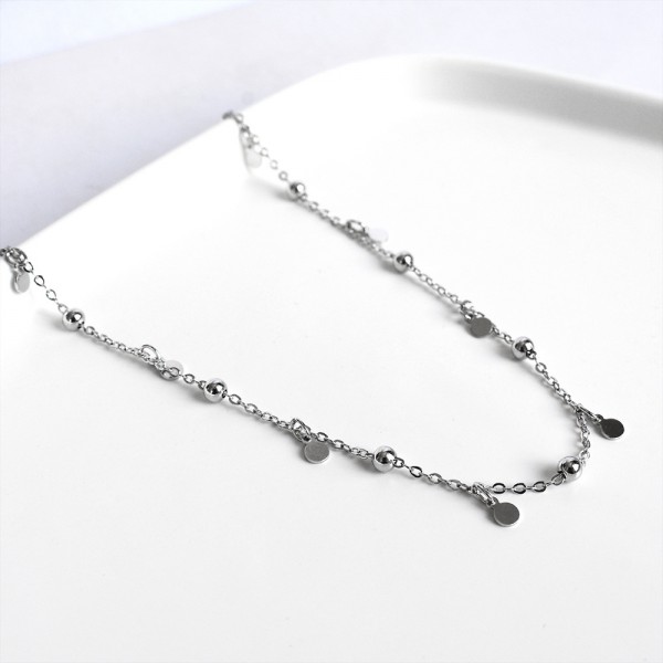 925 Sterling Silver Fashion Sequin Necklace