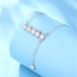 925 Sterling Silver Necklace Zircon Tassel
