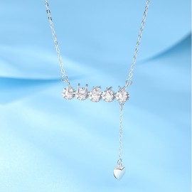 925 Sterling Silver Necklace Zircon Tassel