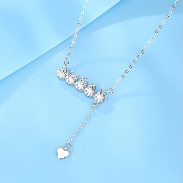 925 Sterling Silver Necklace Zircon Tassel