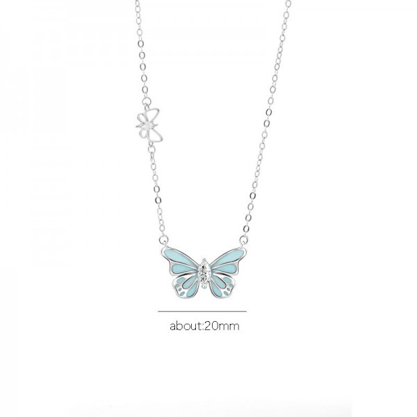 925 Sterling Silver Necklace Luminous Butterfly