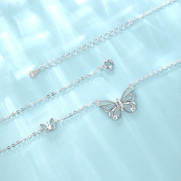 925 Sterling Silver Necklace Luminous Butterfly
