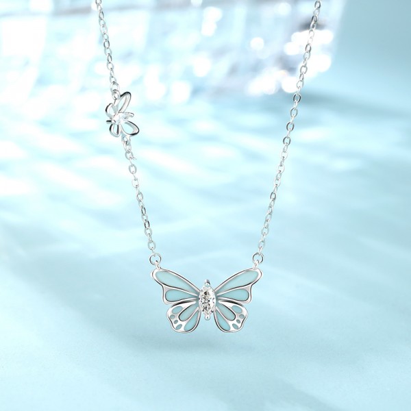 925 Sterling Silver Necklace Luminous Butterfly