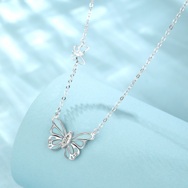 925 Sterling Silver Necklace Luminous Butterfly