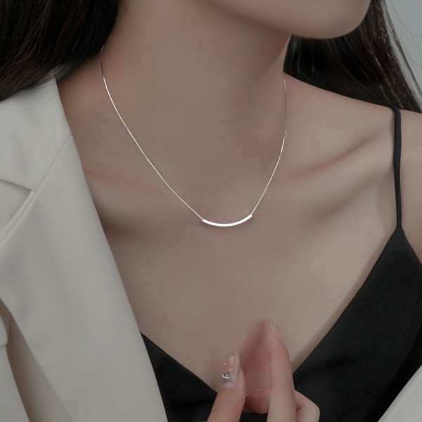 925 Sterling Silver Simple Horizontal Necklace