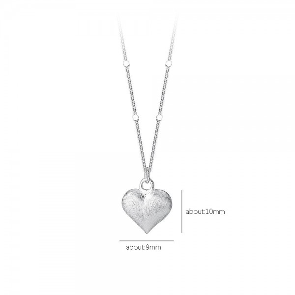 925 Sterling Silver Necklace Matte Love Pendant