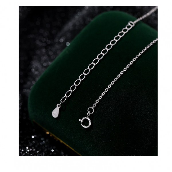999 Sterling Silver Zircon Wheat Ear Necklace