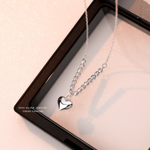 925 Sterling Silver Necklace Silver Bead Love