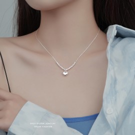 925 Sterling Silver Necklace Silver Bead Love