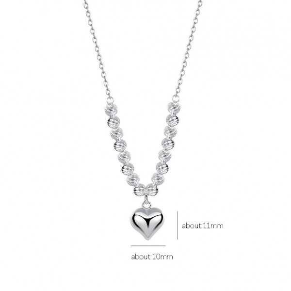 925 Sterling Silver Necklace Silver Bead Love