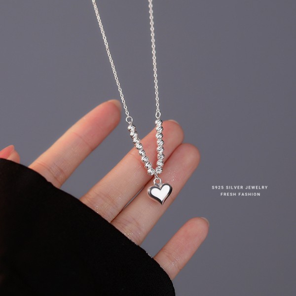 925 Sterling Silver Necklace Silver Bead Love