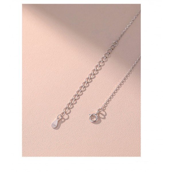 999 Sterling Silver Necklace Zircon Saturn