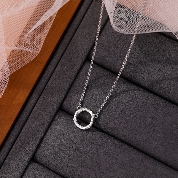 999 Sterling Silver Necklace Zircon Ring