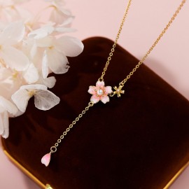 925 Sterling Silver Necklace Cherry Blossom