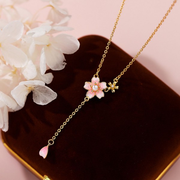 925 Sterling Silver Necklace Cherry Blossom