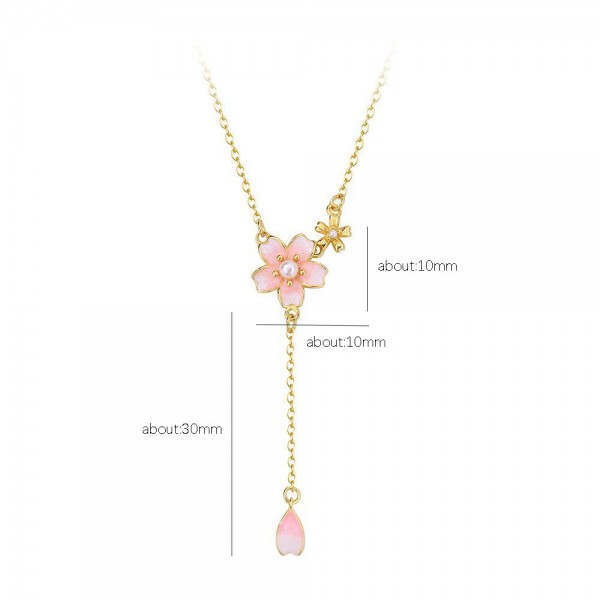 925 Sterling Silver Necklace Cherry Blossom