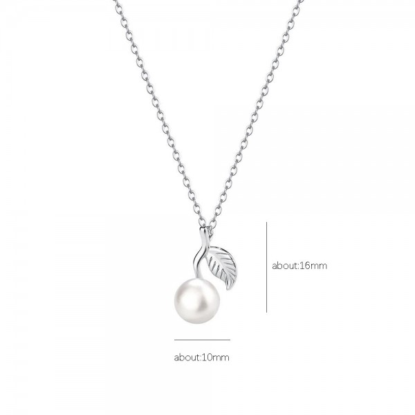 925 Sterling Silver Pearl Leaf Necklace