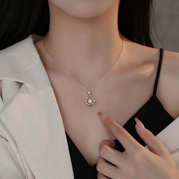 925 Sterling Silver Mermaid Princess Pearl Necklace