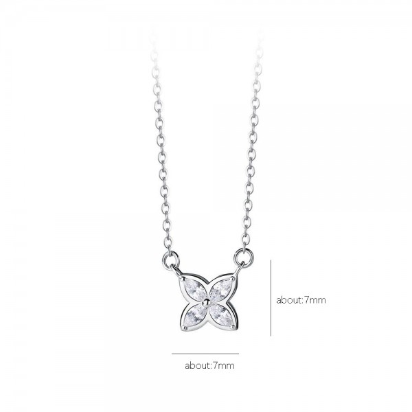 925 Sterling Silver Haoshi Four Leaf Clover Necklace 