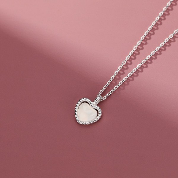 925 Sterling Silver Love Cat Eye Stone Necklace