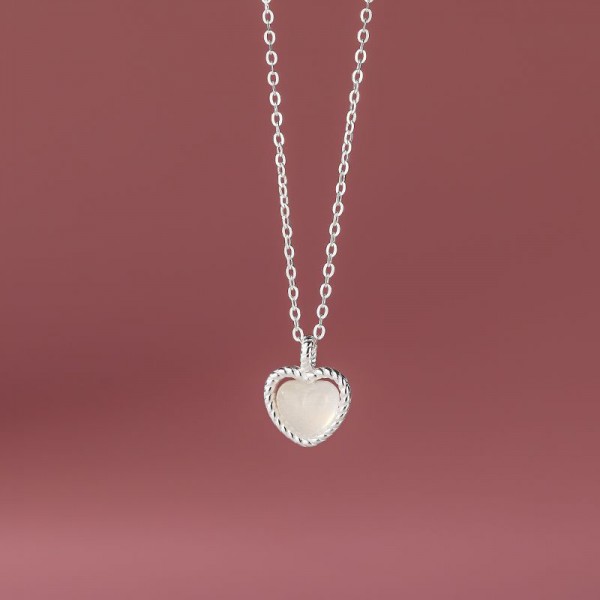 925 Sterling Silver Love Cat Eye Stone Necklace