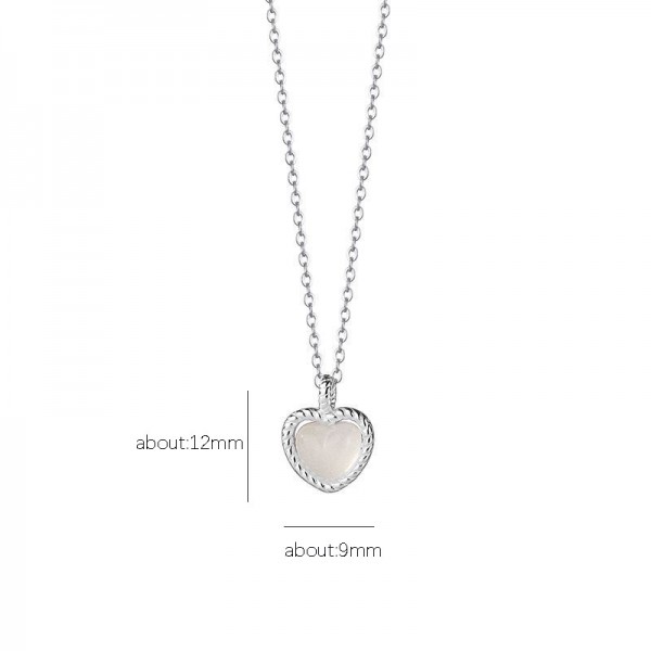 925 Sterling Silver Love Cat Eye Stone Necklace