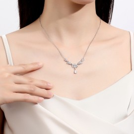 999 Sterling Silver Wheat Ear Water Drop Necklace