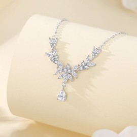 999 Sterling Silver Wheat Ear Water Drop Necklace