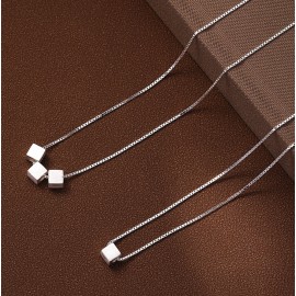999 Sterling Silver Small Square Necklace