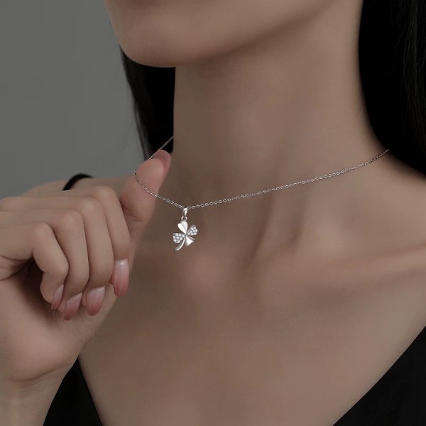 925 Sterling Silver Four-Leaf Clover Necklace