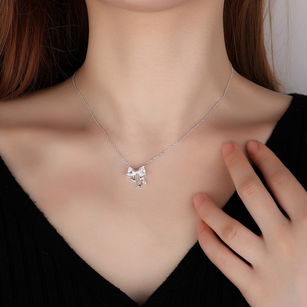999 Sterling Silver Bow Necklace